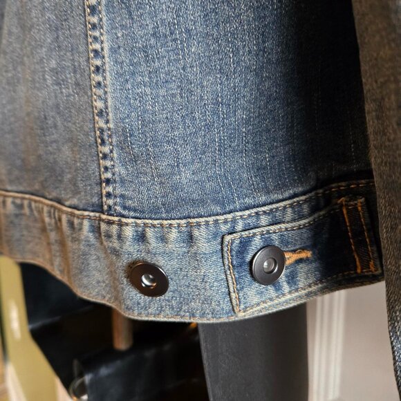 Daily Ritual Women’s Blue Denim Jacket Size M Button Front Pockets Collared - Picture 5 of 9